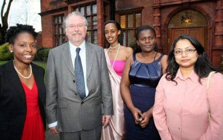 (l-r) Dacia Leslie (Commonwealth Scholar from Jamaica), Professor Jonathan Osmond (Pro Vice Chancellor for Education and Students, Cardiff University), Josephine Murangira (Commonwealth Scholar from Rwanda), Idesi Temwa Chilinda (Commonwealth Scholar from Malawi), and Sawlat Zaman (Commonwealth Scholar from Bangladesh). Photo supplied by Cardiff University's International Office