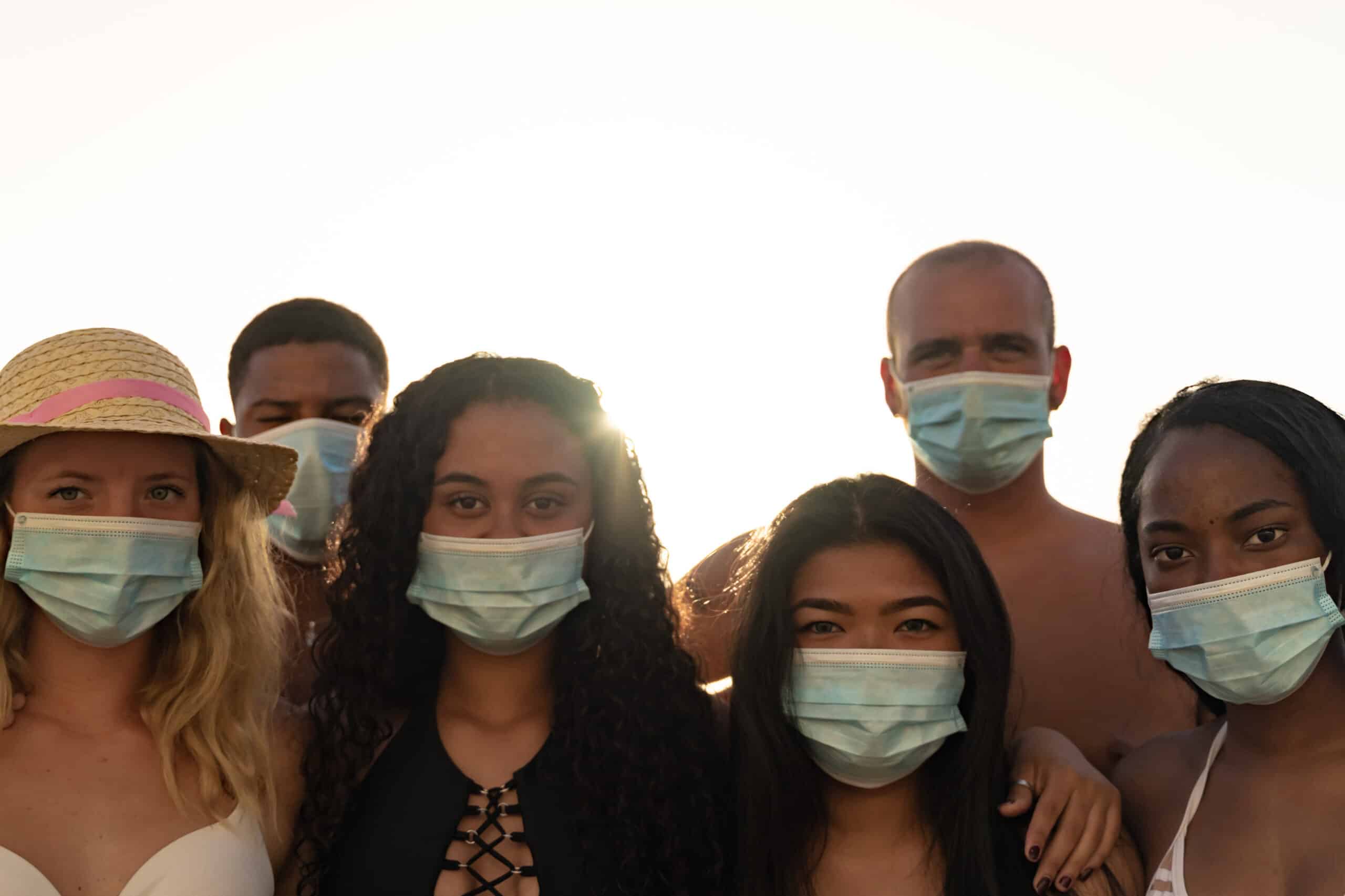 Young people wearing face mask