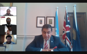 Headshot of Lord Ahmad on video conference screen