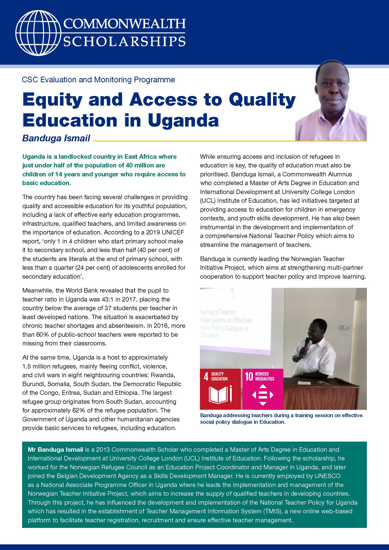Read the Equity and Access to Quality Education in Uganda case study