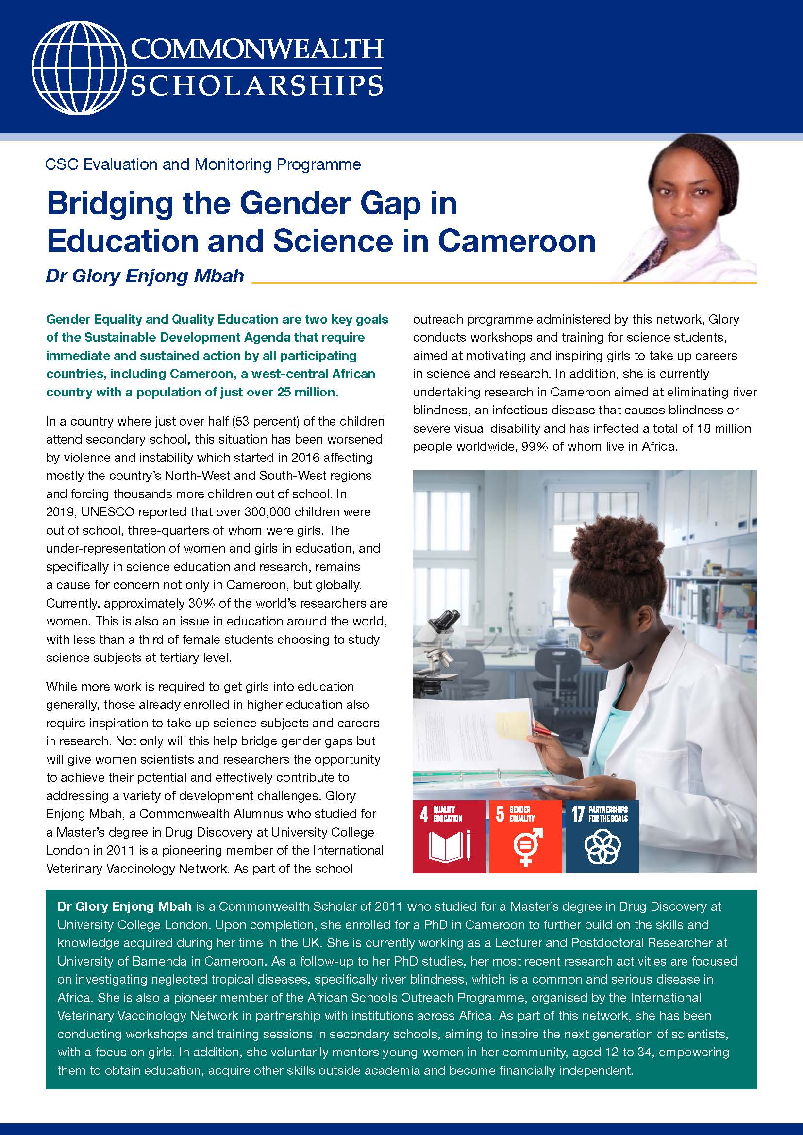 Read the Bridging the Gender Gap in Education and Science in Cameroon case study