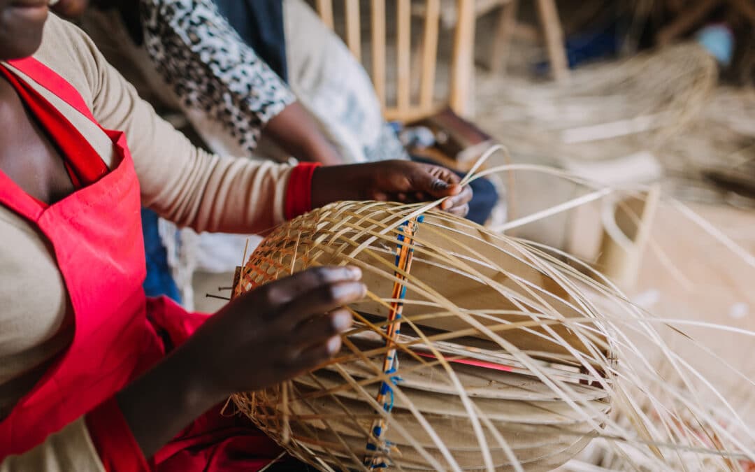 Photo of women basket weaving