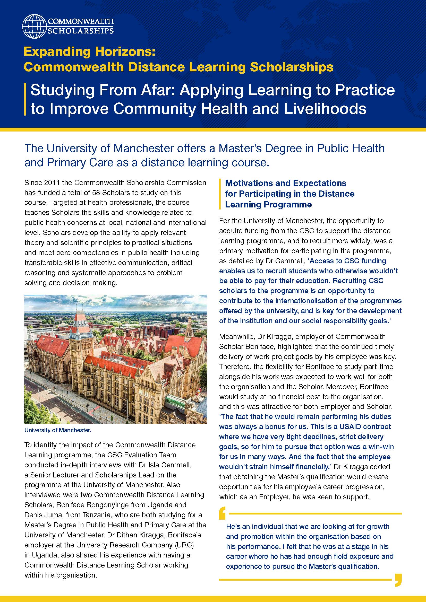 Studying From Afar: Applying Learning to Practice to Improve Community Health and Livelihoods case study
