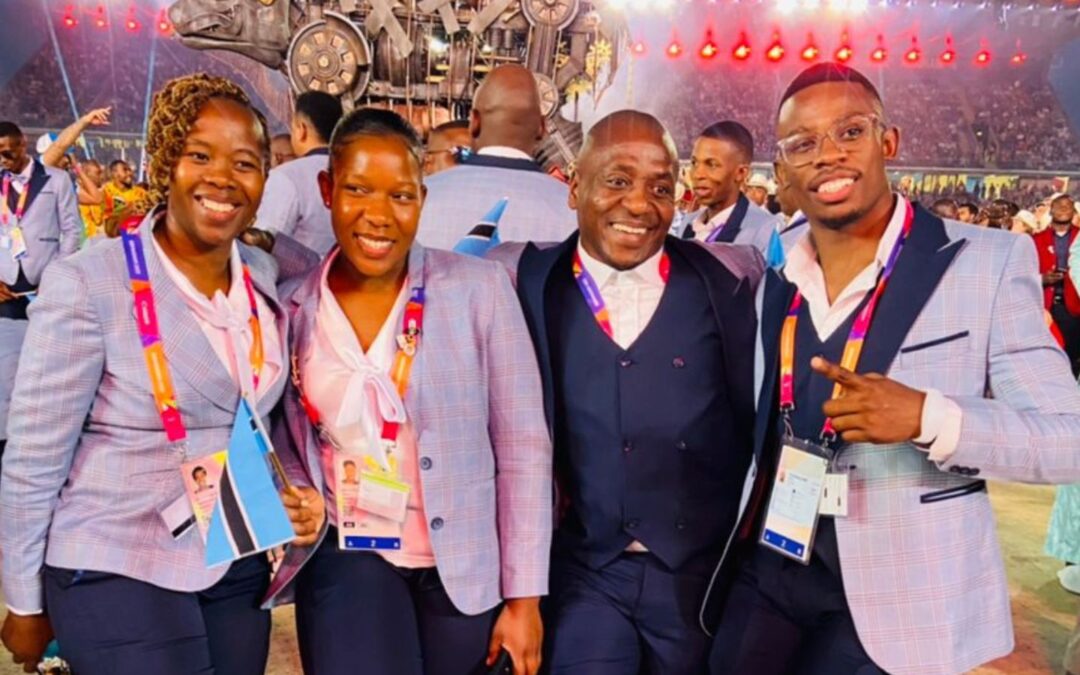 Kagiso at the opening ceremony with members of the Botswana national team
