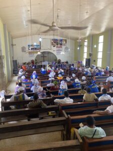 An eye health awareness session at a local church