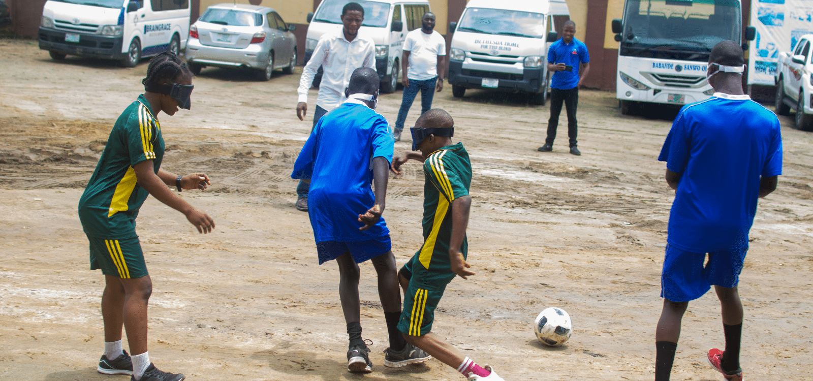 Participants playing football