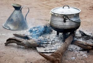 Cooking on a stove using firewood