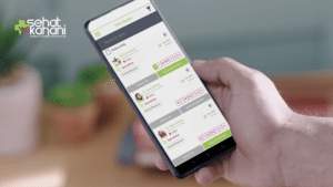 Sehat Kahani app on a mobile phone