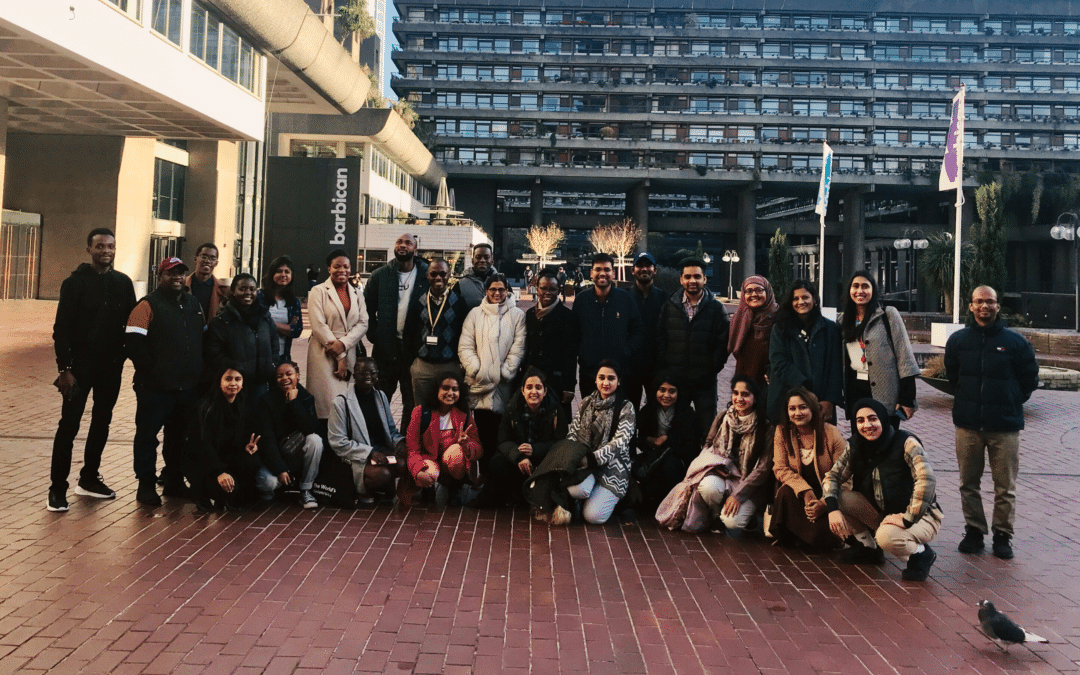 Group of Scholars by the Barbican Centre, London.