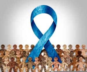 Human trafficking awareness blue ribbon 