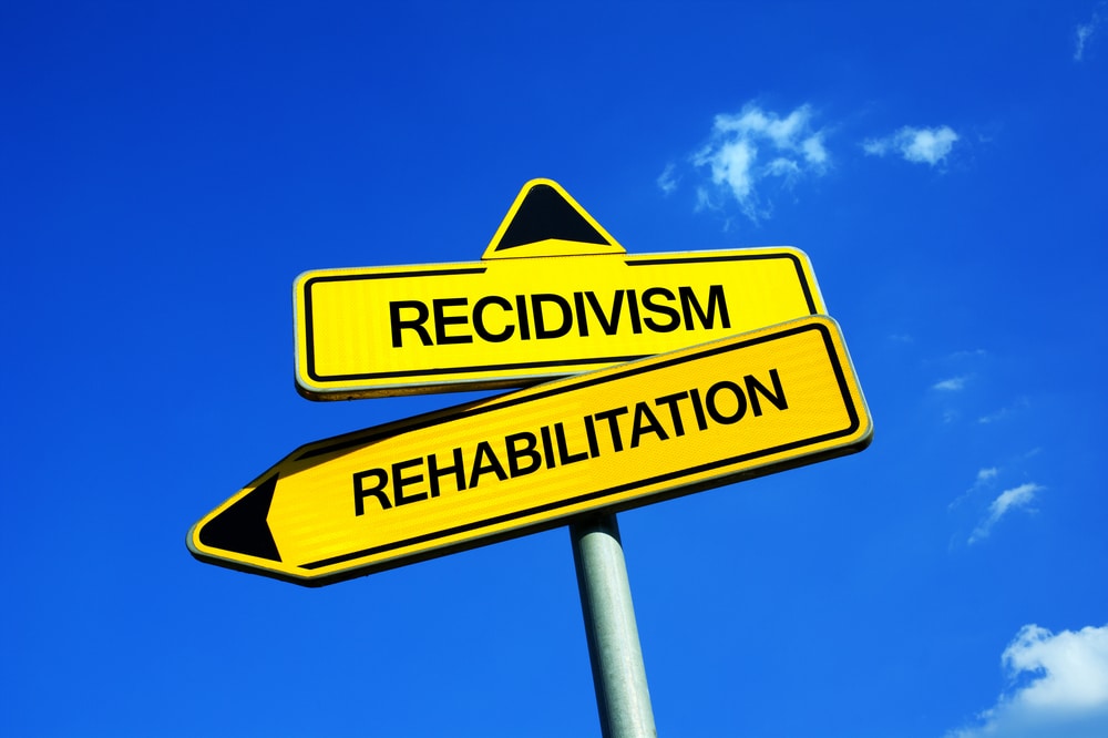 Recidivism or Rehabilitation - Traffic sign with two options