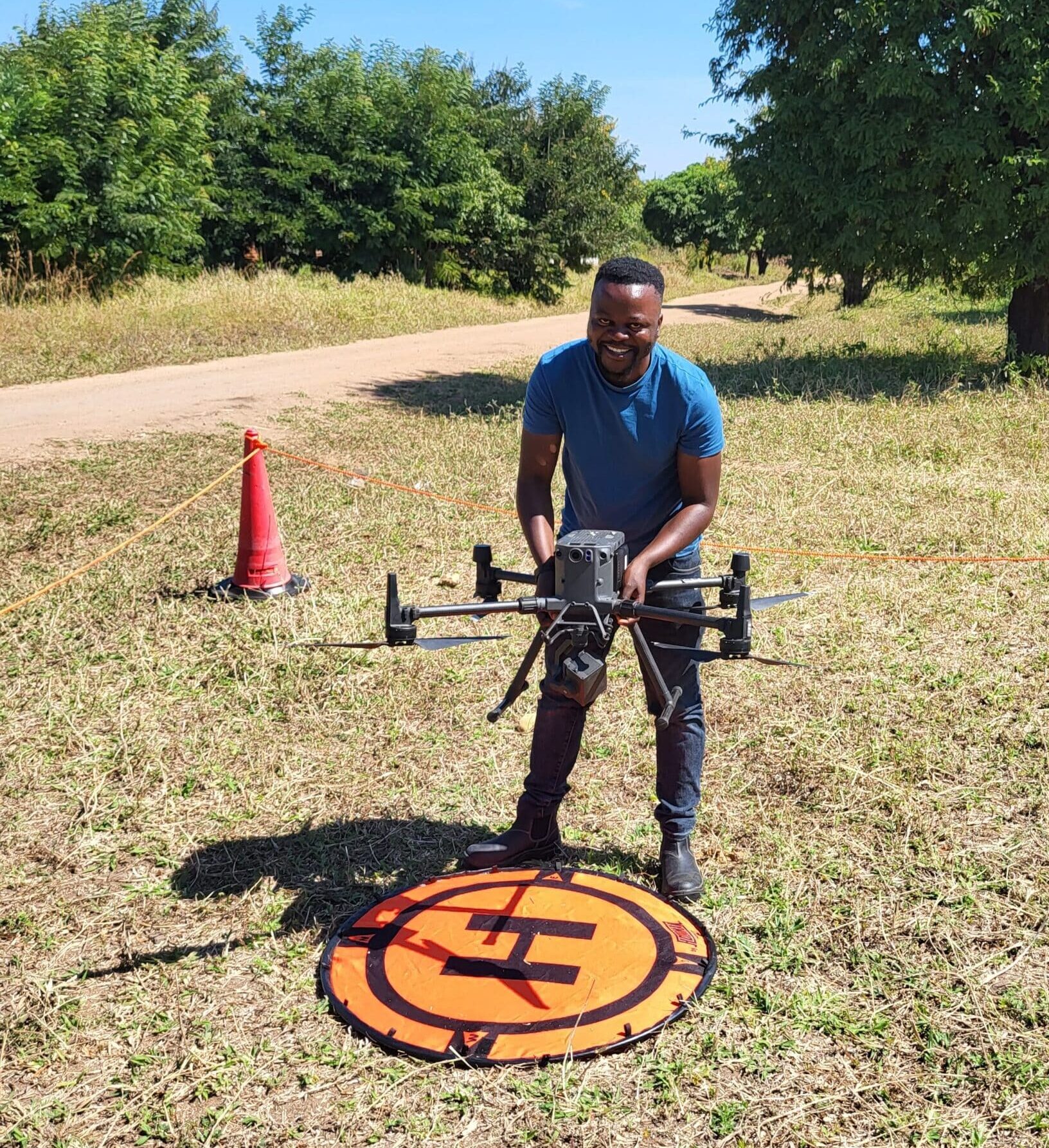 Blessings Chiepa with drone